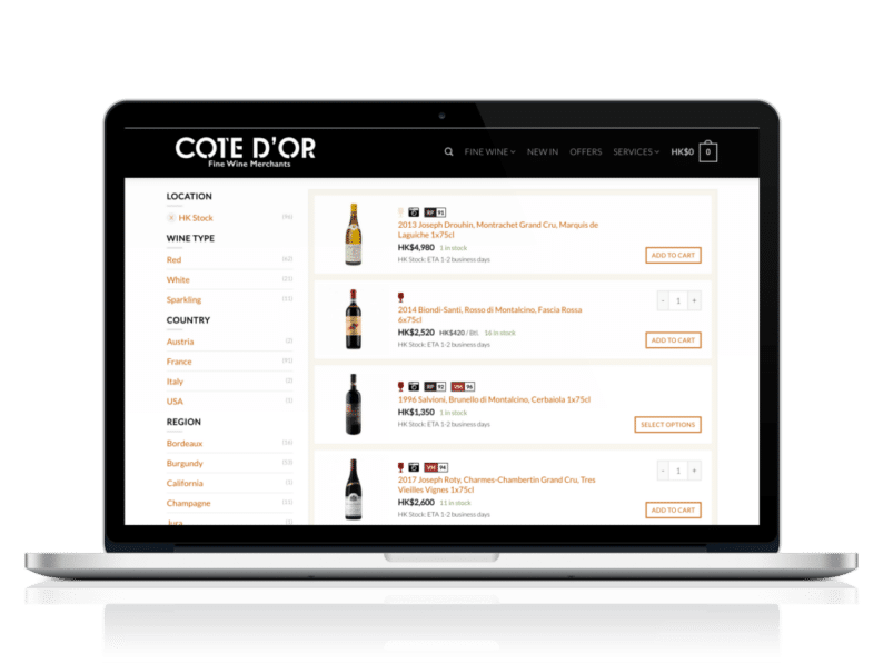 Cote d'Or Fine Wine Merchants | Wine Hub | Wine business management software | Wine software | Wine Inventory Management Software | Wine eCommerce