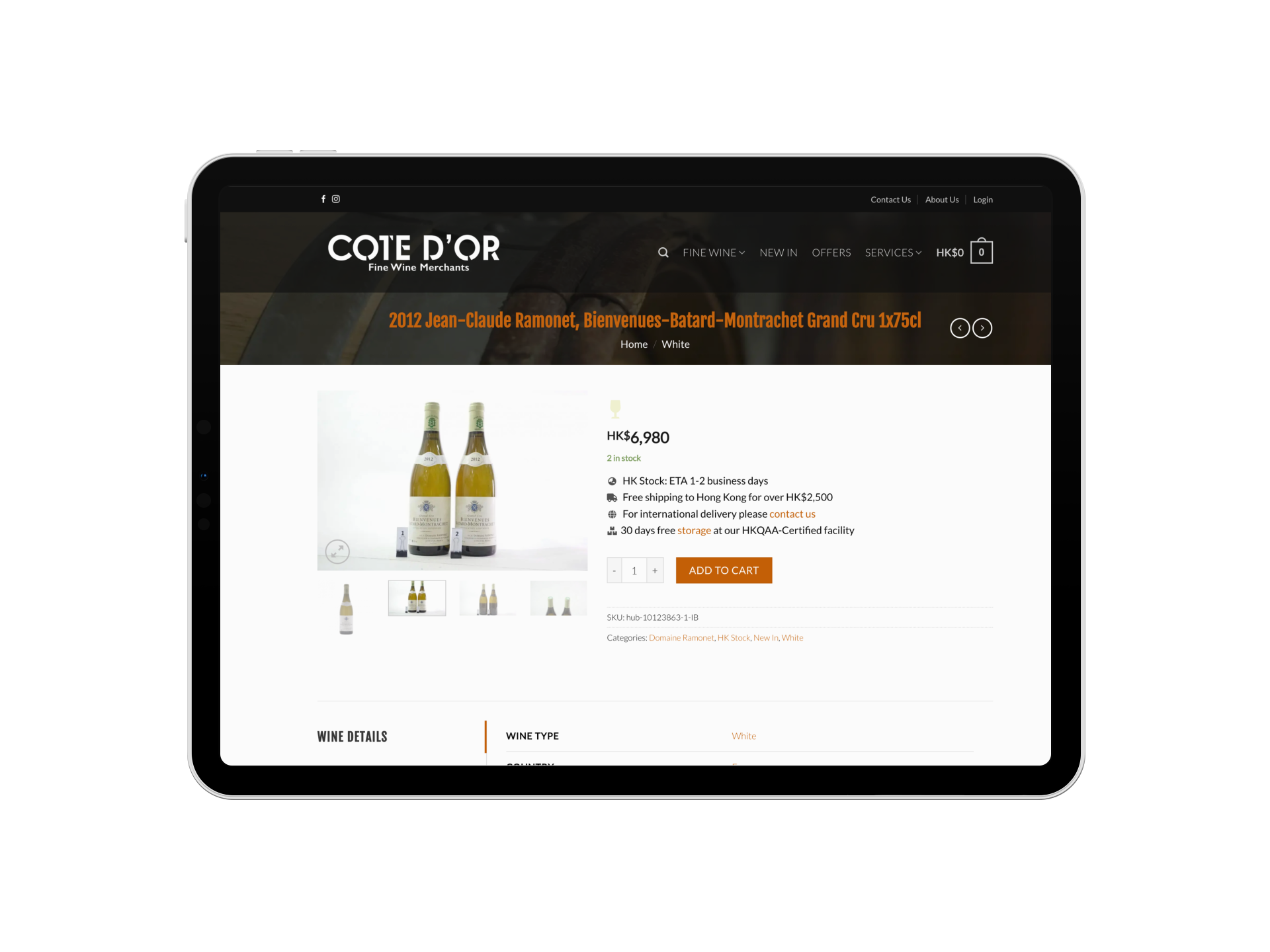 Cote d'or Fine Wine Hub Webshop