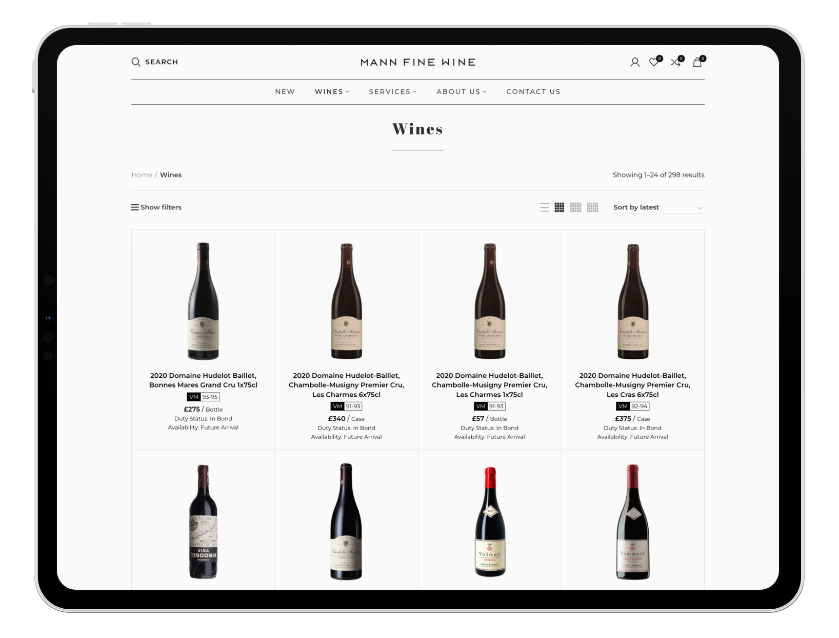 Mann Fine Wine Webshop