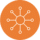 a white network symbol in an orange circle