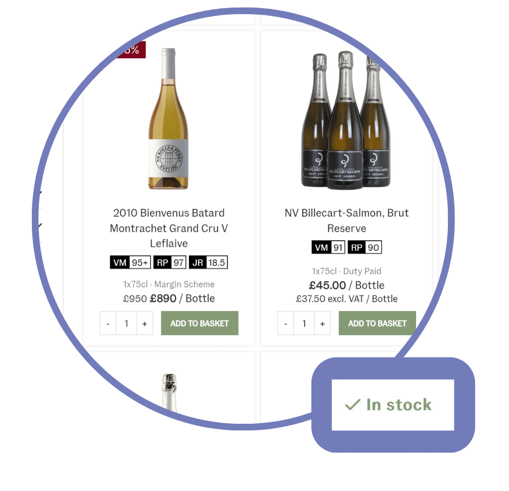 Wine in stock example